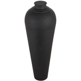 matt black large hammered vase with lid