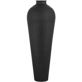 matt black large hammered vase with lid