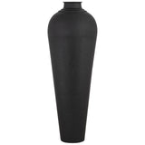 matt black large hammered vase with lid