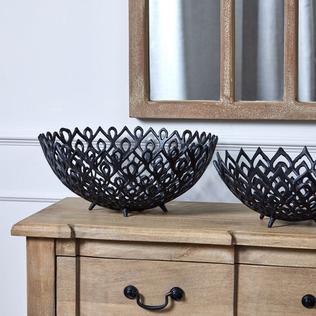 black cast large lattice bowl