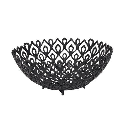 black cast large lattice bowl
