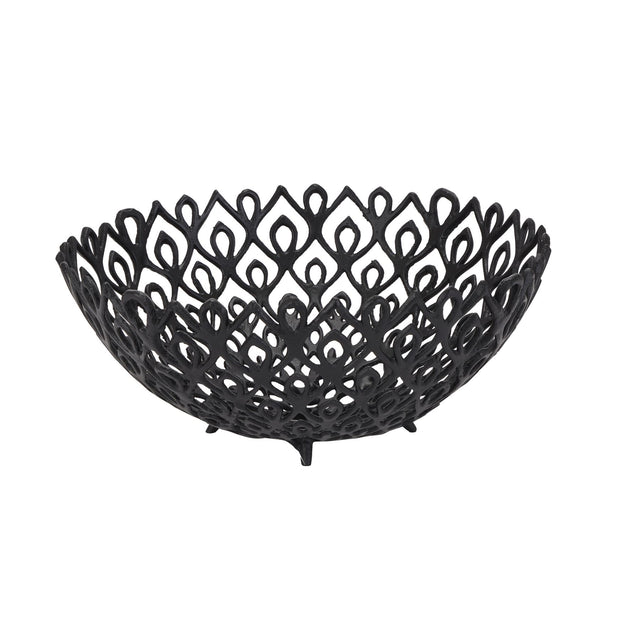 black cast large lattice bowl