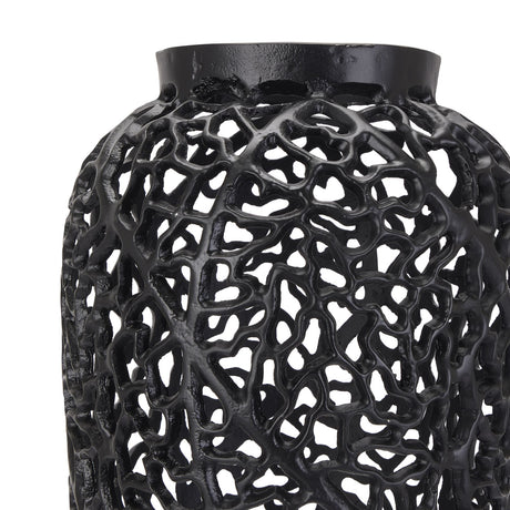 black cast lattice vase