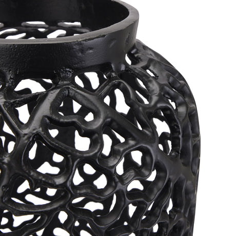 black cast lattice vase