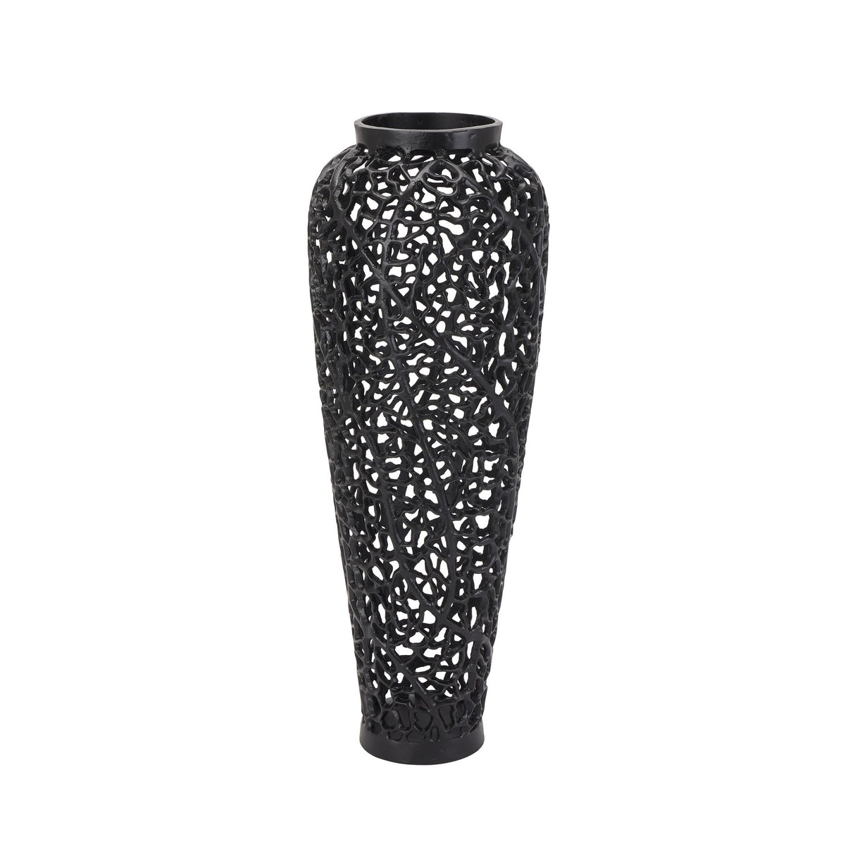 black cast lattice vase