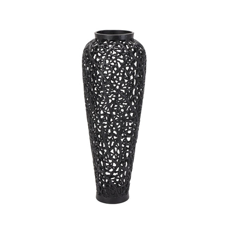 black cast lattice vase