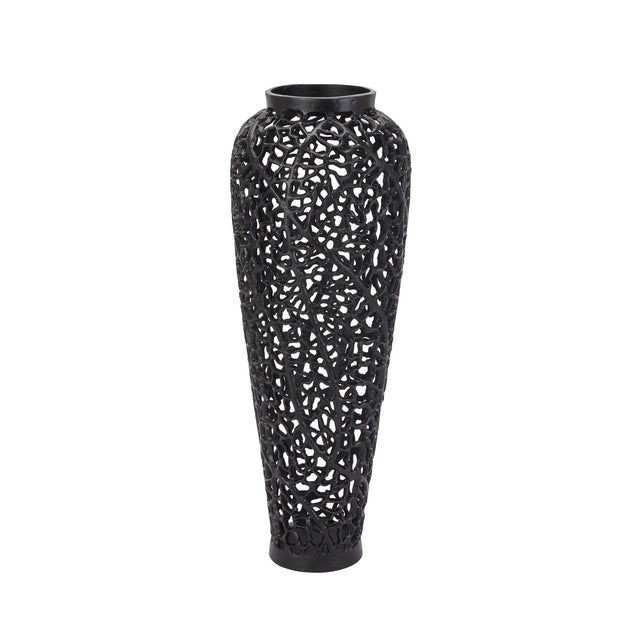 black cast lattice vase