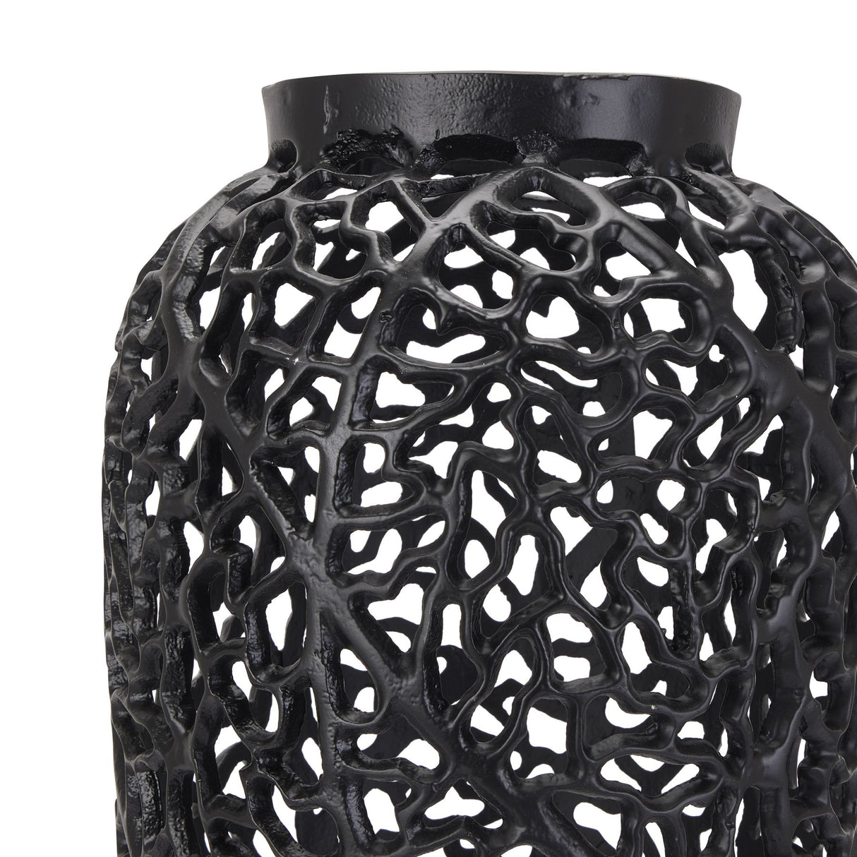 black cast lattice large vase