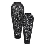 black cast lattice large vase