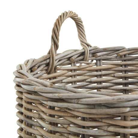 set of 3 kubu rattan round storage baskets