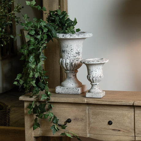 fluted stone ceramic urn