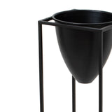 large matt black bullet planter on black frame