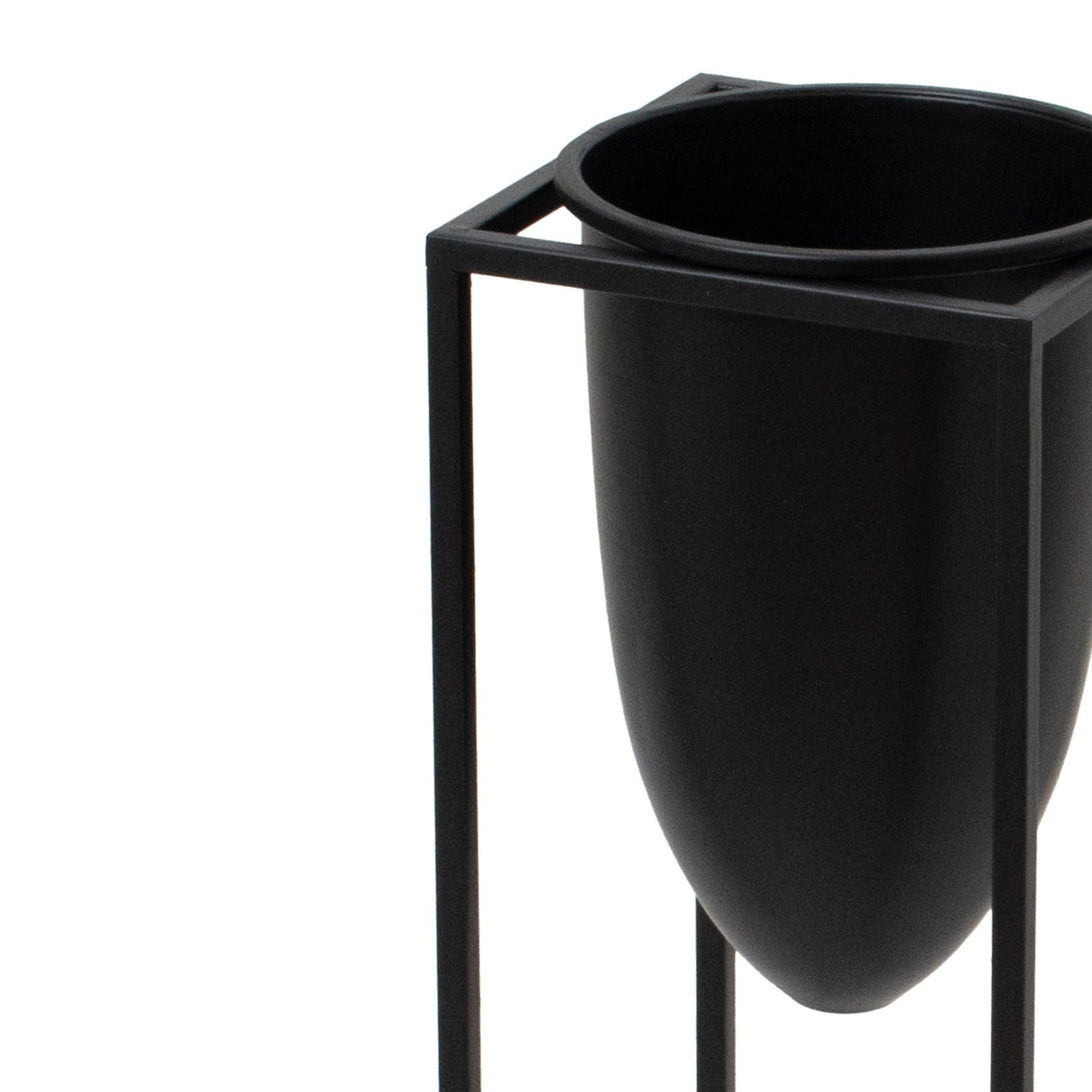matt black bullet planter on black frame