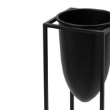 matt black bullet planter on black frame