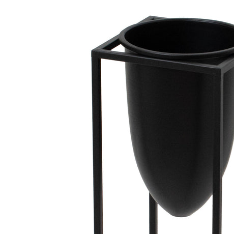 matt black bullet planter on black frame