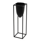 matt black bullet planter on black frame
