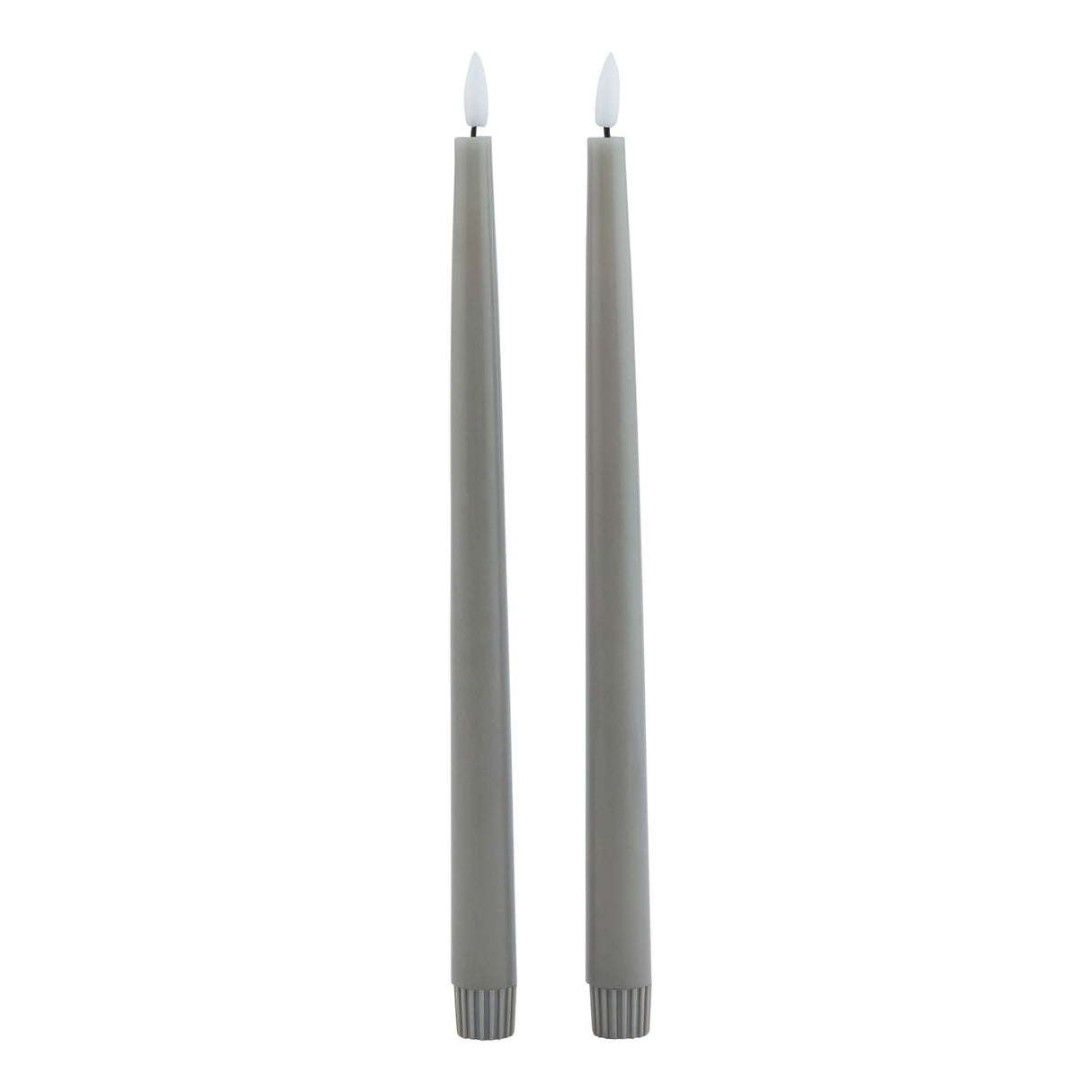 Edith S/2 Grey LED Wax Dinner Candles