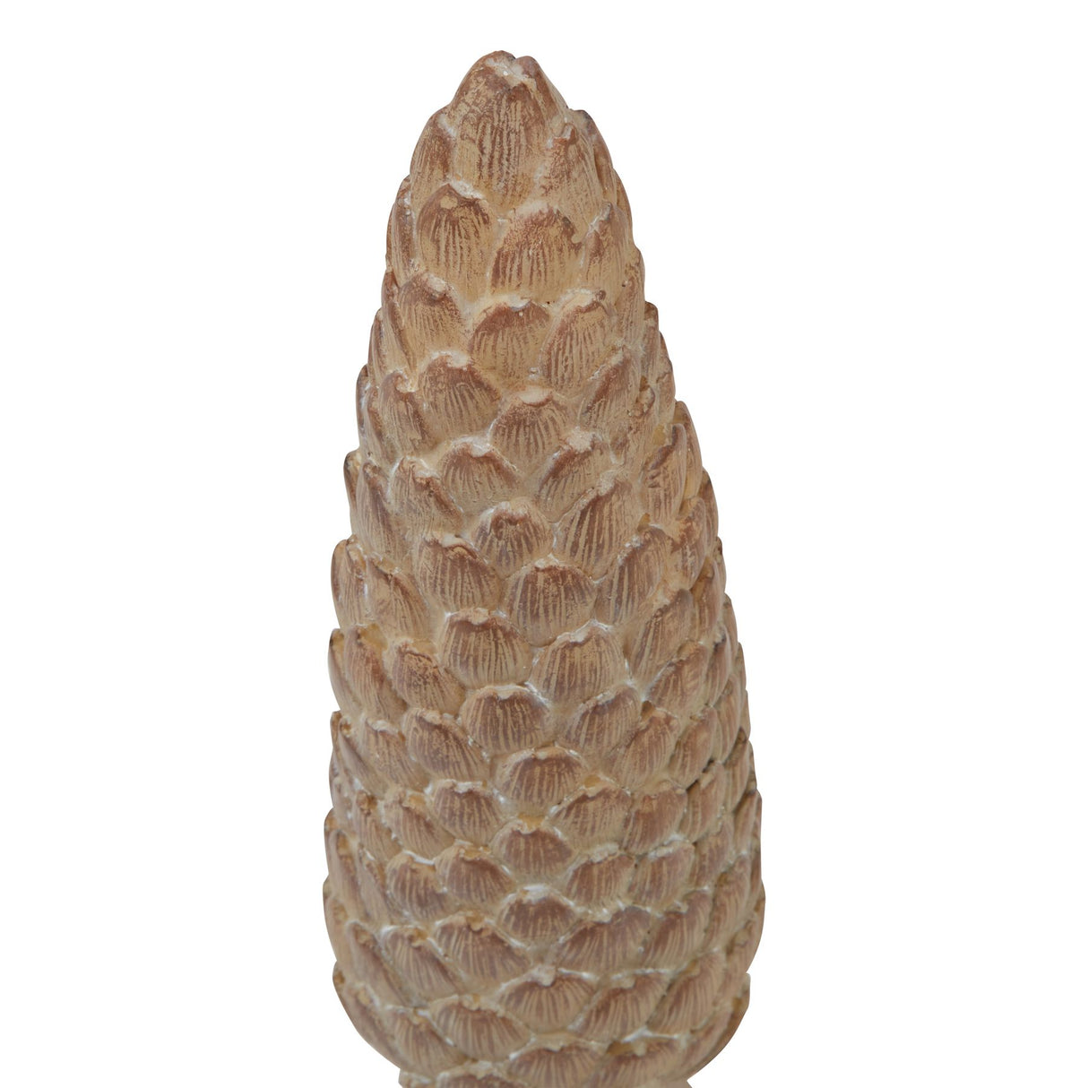 large pinecone sculpture on base