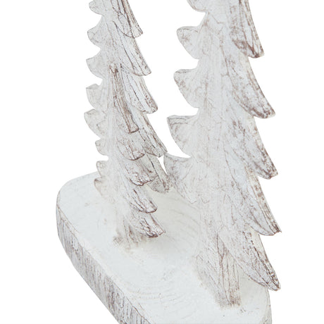 small three snowy pine tree sculpture