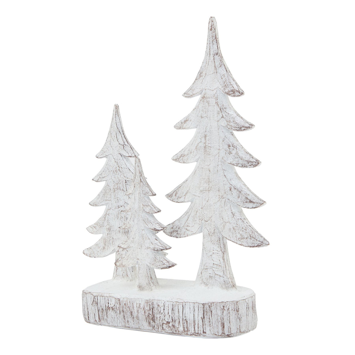 small three snowy pine tree sculpture