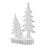 small three snowy pine tree sculpture