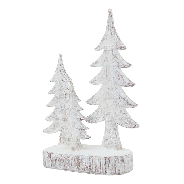 small three snowy pine tree sculpture
