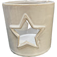 white ceramic star cut out tealight holder