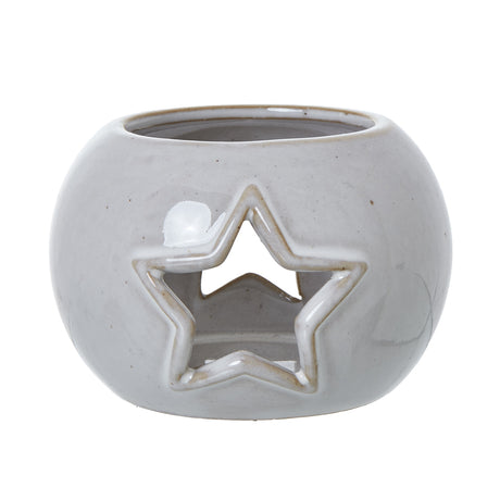 white ceramic star cut out round tealight holder