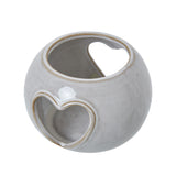 white ceramic heart cut out round tealight holder