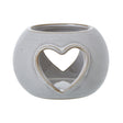 white ceramic heart cut out round tealight holder
