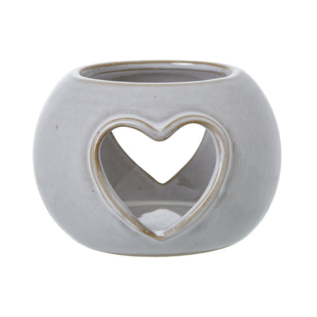 white ceramic heart cut out round tealight holder