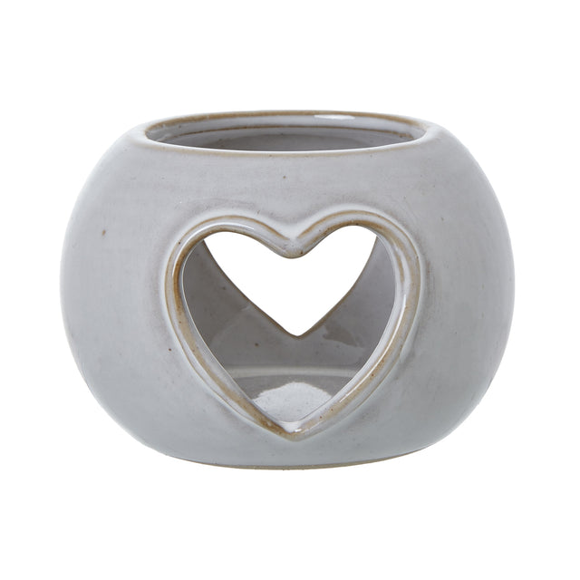 white ceramic heart cut out round tealight holder