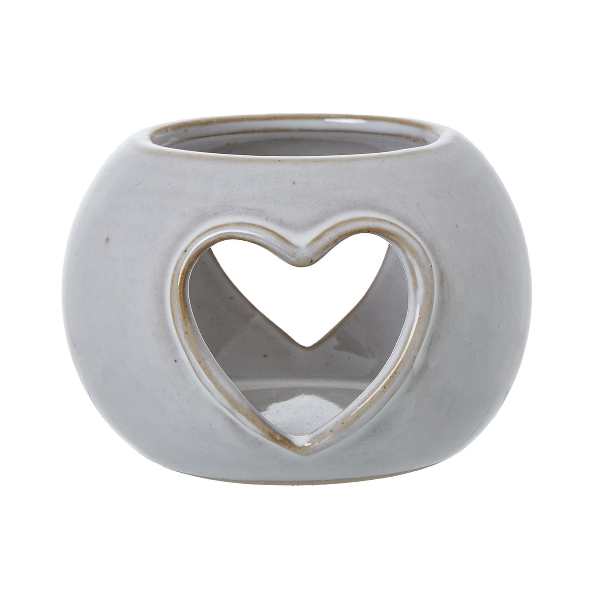 Yvonne Heart Cut-Out Round Tealight Holder (White Ceramic)