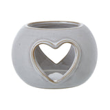 Yvonne Heart Cut-Out Round Tealight Holder (White Ceramic)