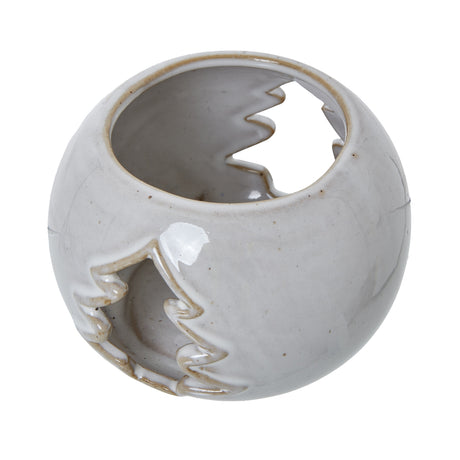 white ceramic tree cut out round tealight holder