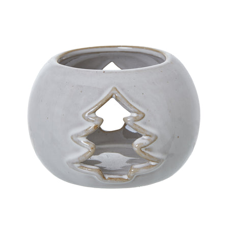 white ceramic tree cut out round tealight holder