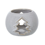 Yvonne Tree Cut-Out Round Tealight Holder (White Ceramic)