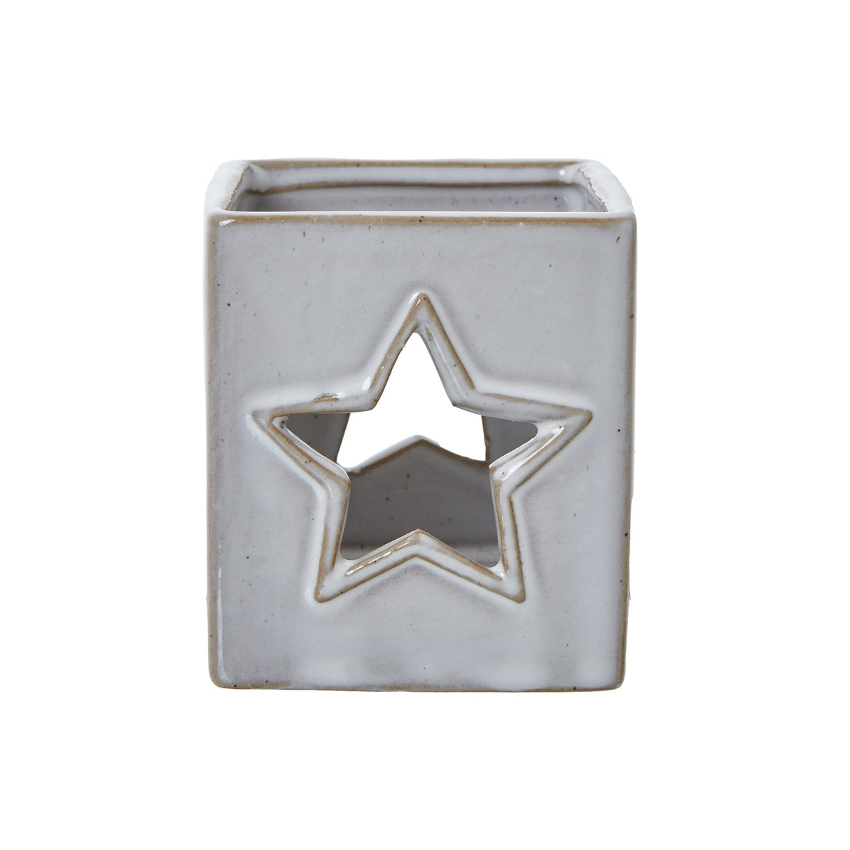 Yvonne Star Cut-Out Square Tealight Holder (White Ceramic)