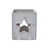 Yvonne Star Cut-Out Square Tealight Holder (White Ceramic)
