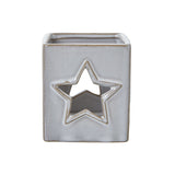 white ceramic star cut out square tealight holder