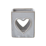 Yvonne Heart Cut-Out Square Tealight Holder (White Ceramic)