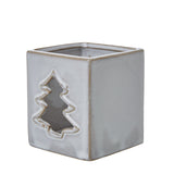 white ceramic tree cut out square tealight holder