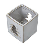 white ceramic tree cut out square tealight holder
