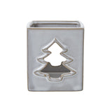 Yvonne Tree Cut-Out Square Tealight Holder (White Ceramic)