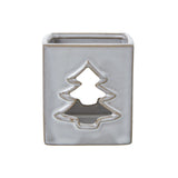 white ceramic tree cut out square tealight holder