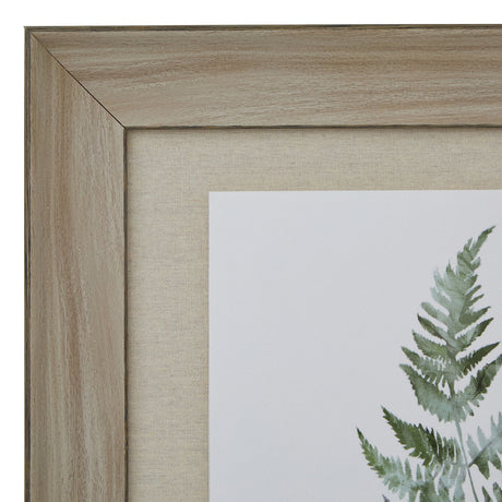 watercolour bracken fern in washed wood frame