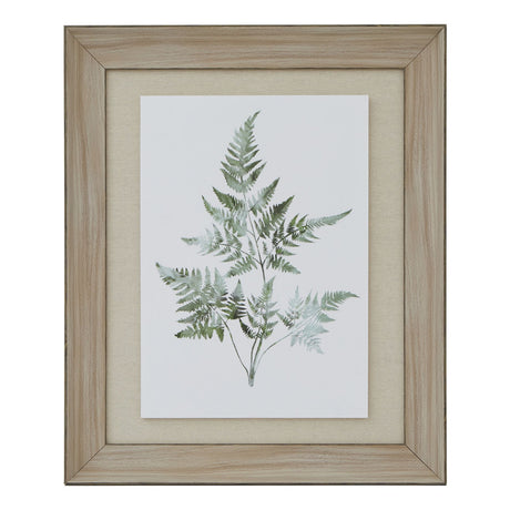 watercolour bracken fern in washed wood frame