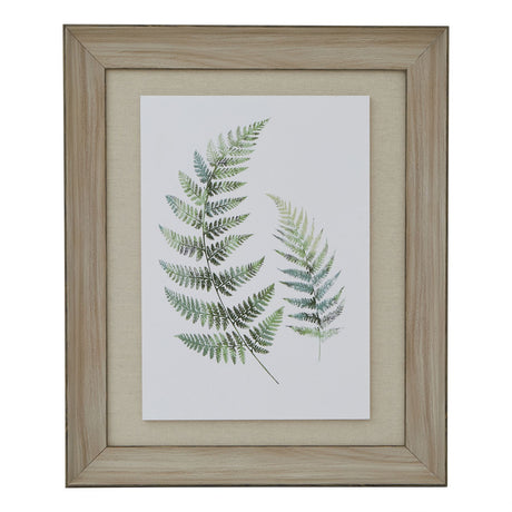 watercolour fern duo in washed wood frame