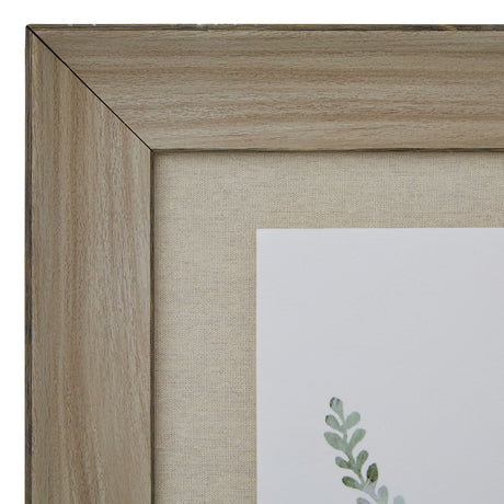 watercolour delicate fern in washed wood frame