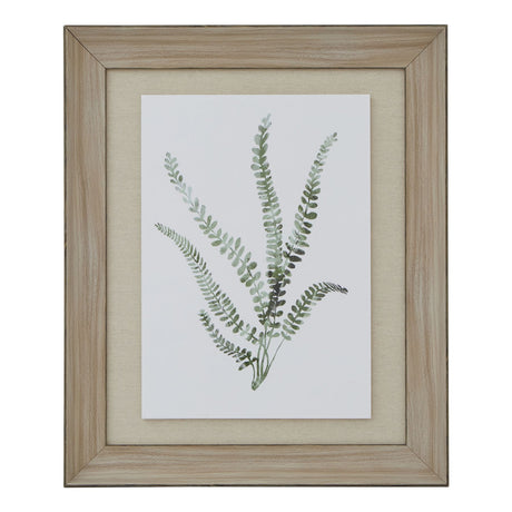 watercolour delicate fern in washed wood frame